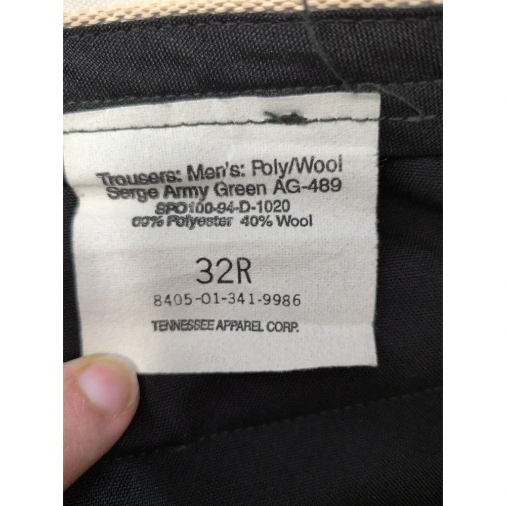 PANTS 32Rx29‎ & BELT🚨DSCP Corp Men's Army Green Poly Wool Blend Dress Trousers